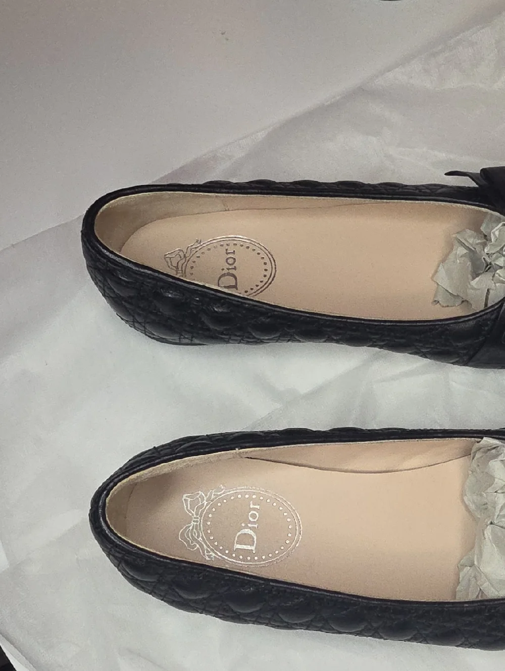 Dior Girls Quilted Leather Bow Ballet Flats! Size US 2